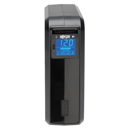 Tripp Lite SMART1500LCD 1500VA UPS Smart Battery Backup & Surge Protector, 900W, 8 Outlets, Rack Mount UPS, Tower Mount Adapter, LCD Screen, AVR, Ethernet Protection, Black