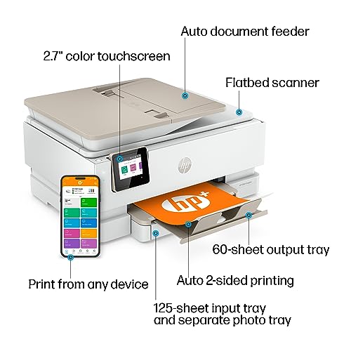 HP ENVY Inspire 7955e Wireless Color Inkjet Printer, Print, scan, copy, Easy setup, Mobile printing, Best-for home, 3 month Instant Ink trial included, White