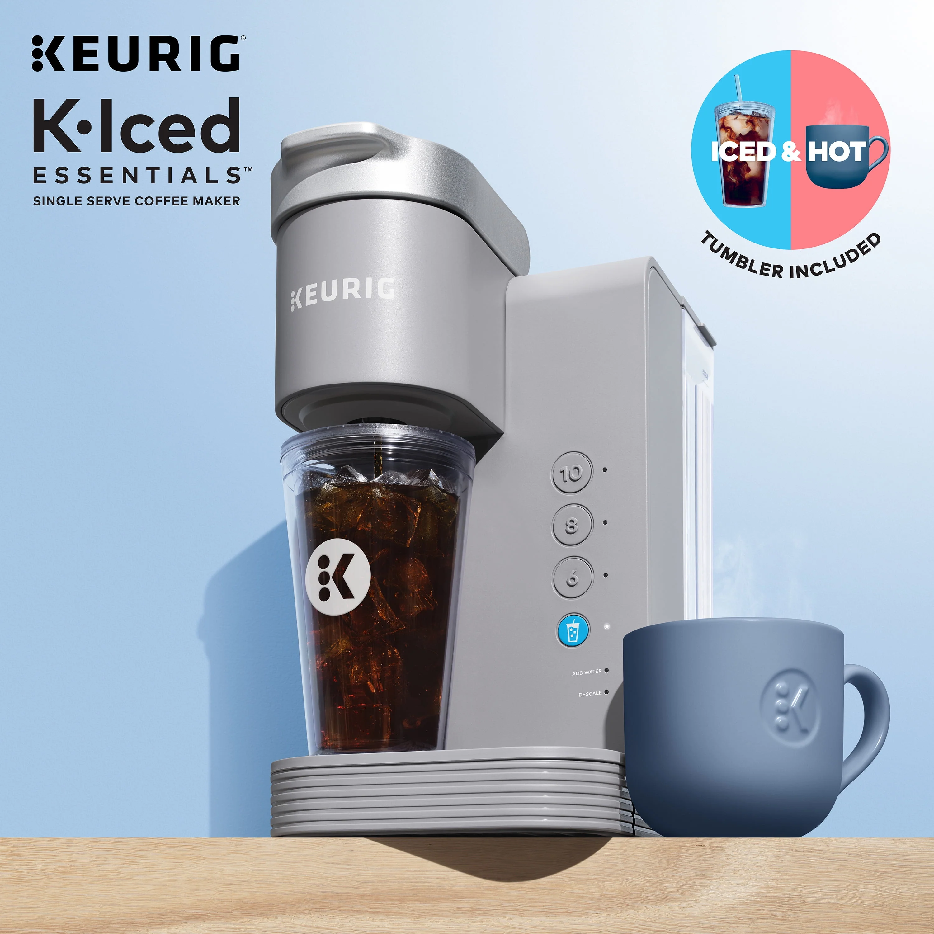 Keurig K-Iced Essentials Gray Iced and Hot Single-Serve K-Cup Pod Coffee Maker