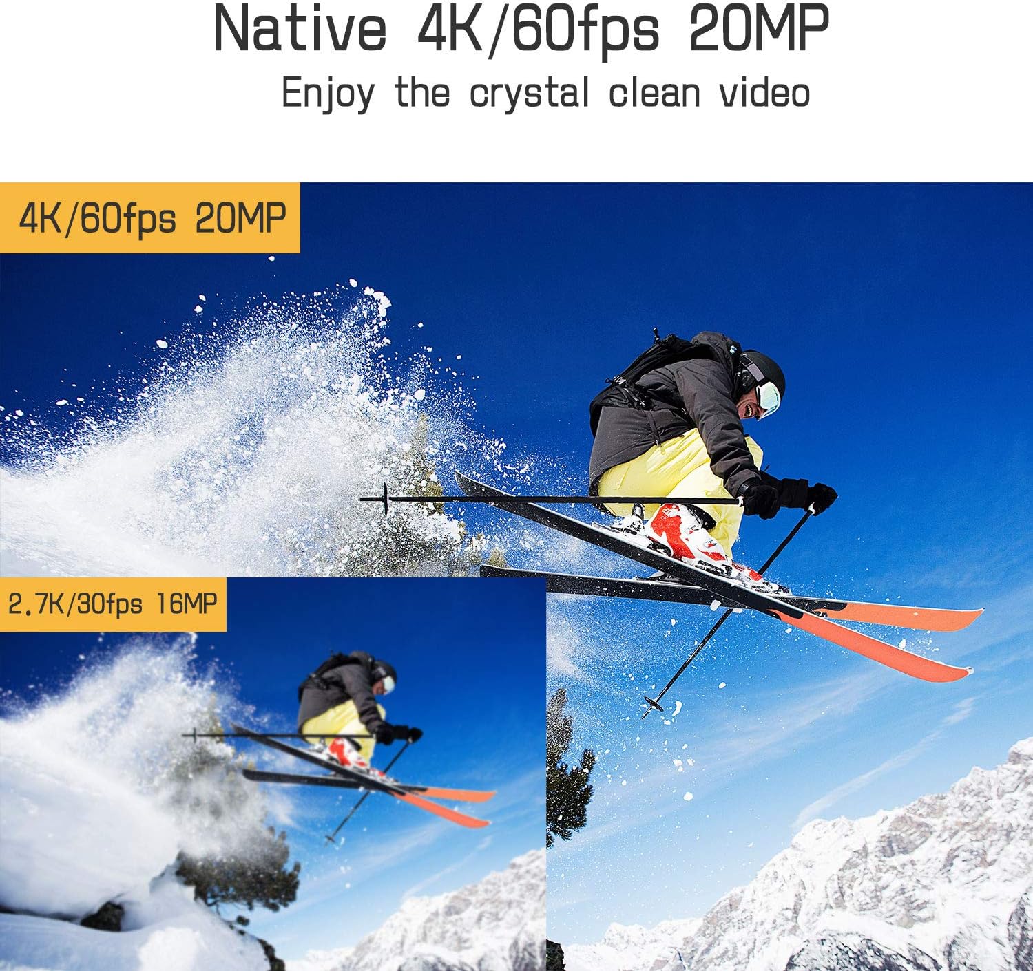 4K 60fps 20MP Underwater Action Camera Touch Screen WiFi 131feet Waterproof Camera Camcorder 170�� Wide Angle Stabilizer Camera with 2x1350mAh Rechargeable Batteries and Accessories Kit