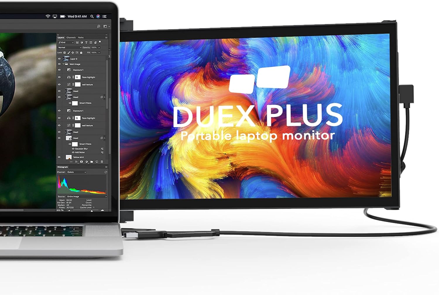 New Mobile Pixels Duex Plus Portable Monitor, 13.3" Full HD IPS Dual Monitor for laptops, USB C/USB A Plug and Play Portable Display,Windows/Mac/Android/Switch Compatible (Duex Plus w/Kickstand)