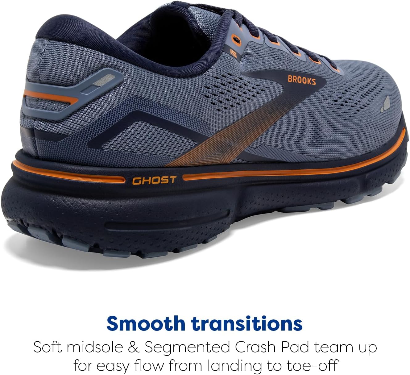 Brooks Men's Ghost 15 Neutral Running Shoe - Flintstone/Peacoat/Oak - 12.5 Wide