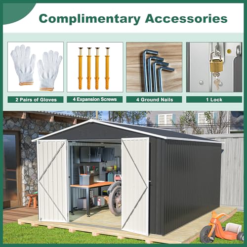 6x4 Ft Outdoor Storage Shed, Heavy-Duty All-Weather Tool Shed with Lockable Doors, Durable Resin Construction for, Patio & Backyard Organization Black