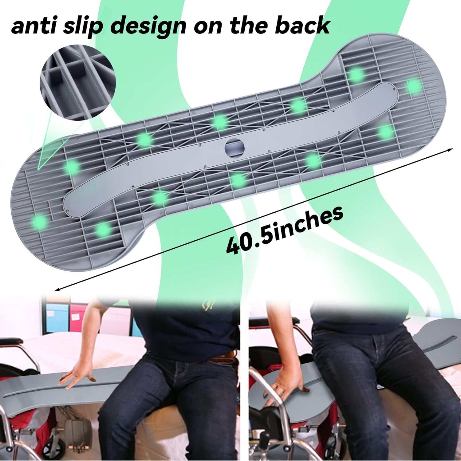 Sliding Board to Wheelchair Transfer, Transfer Board for Wheelchair User, Sliding Disk for Transfer Wheelchair, Slide Board, (No-Lift Transfer System for Disabled, Patient, Gray)
