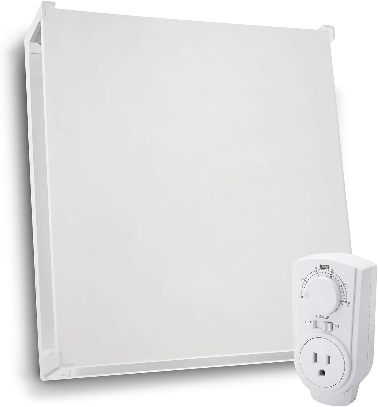 EconoHome Wall Mount Space Heater Panel - with Thermostat and Heat Guard Cover - 400W Convection Heater - For 120 Sq Ft Room - 120V - Save On Your Home Heating Costs - Overheat Protection