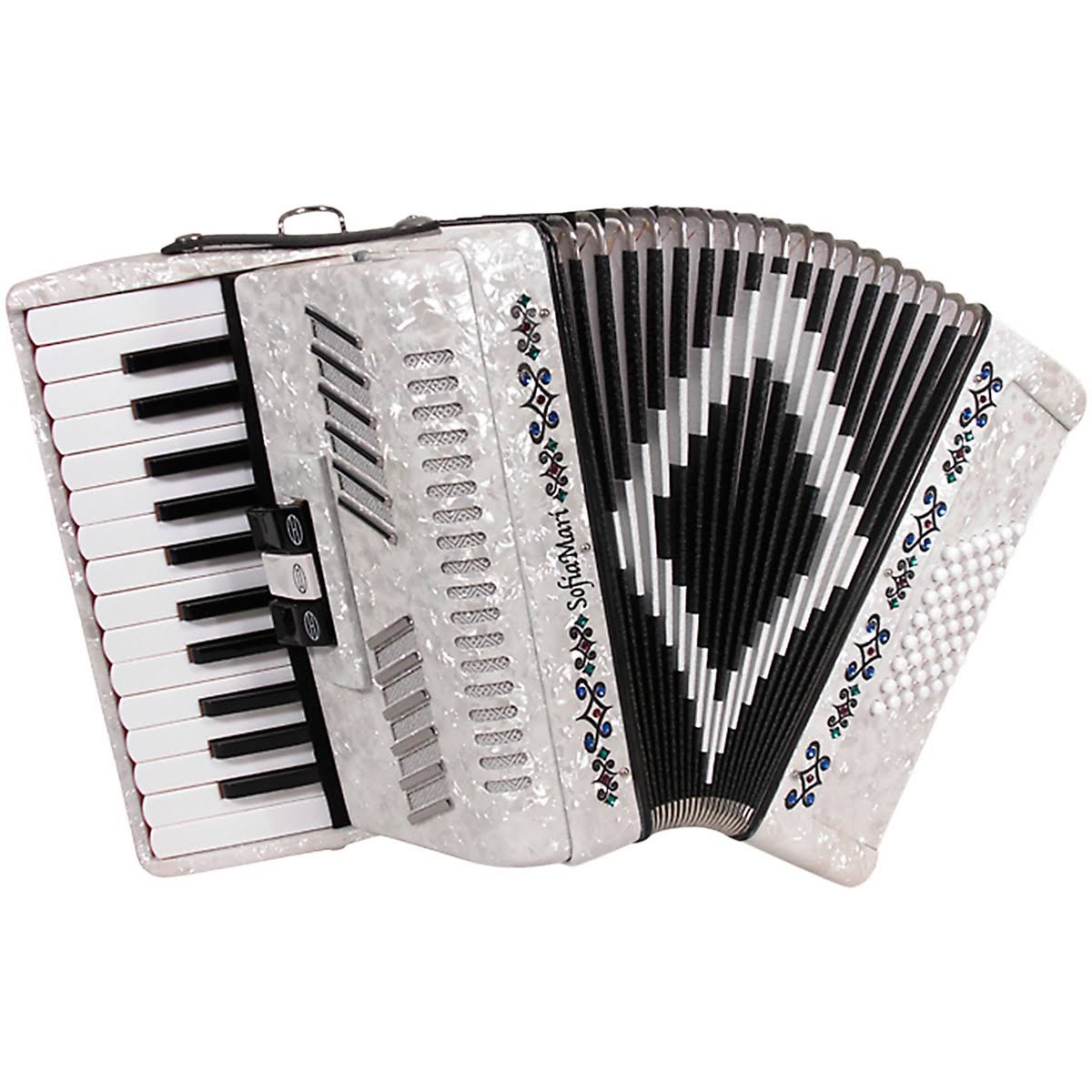 SofiaMari Sm-2648, 26 Piano 48 Bass Accordion White Pearl