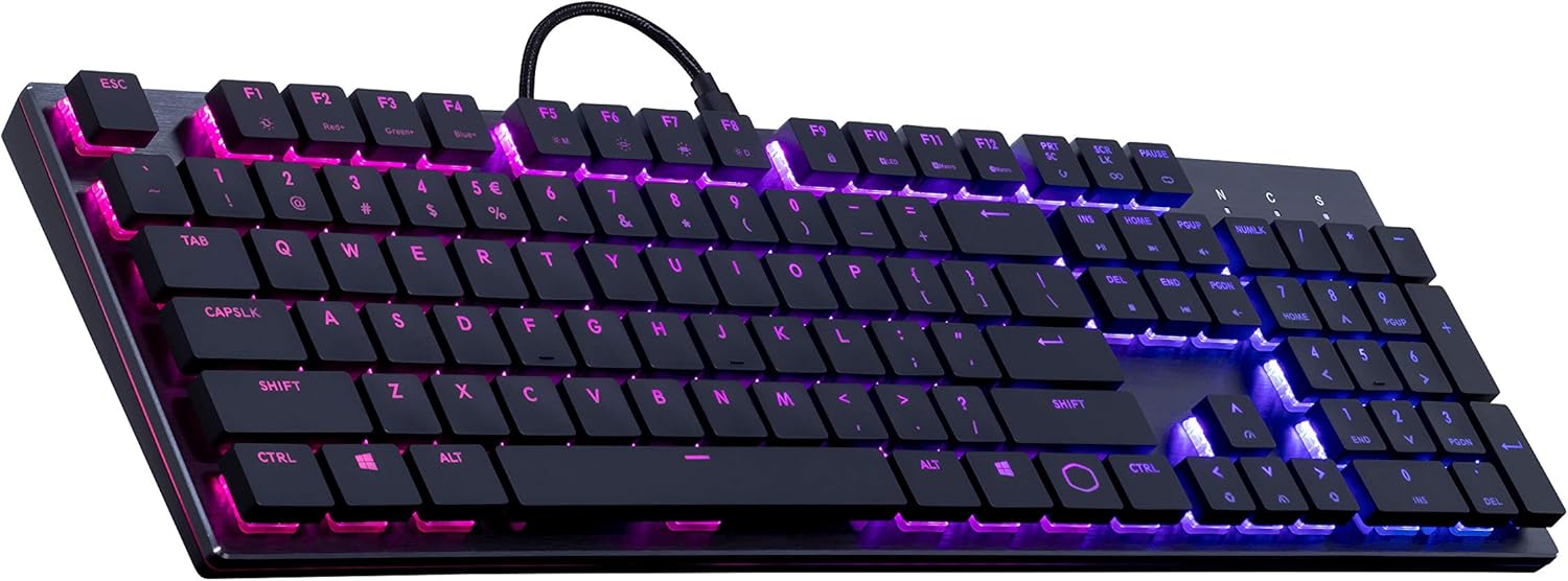 Cooler Master Sk-650-Gklr1-US SK650 Mechanical Keyboard with Cherry MX Low Profile Switches In Brushed Aluminum Design,BlacK Layout,Full Pack of 2