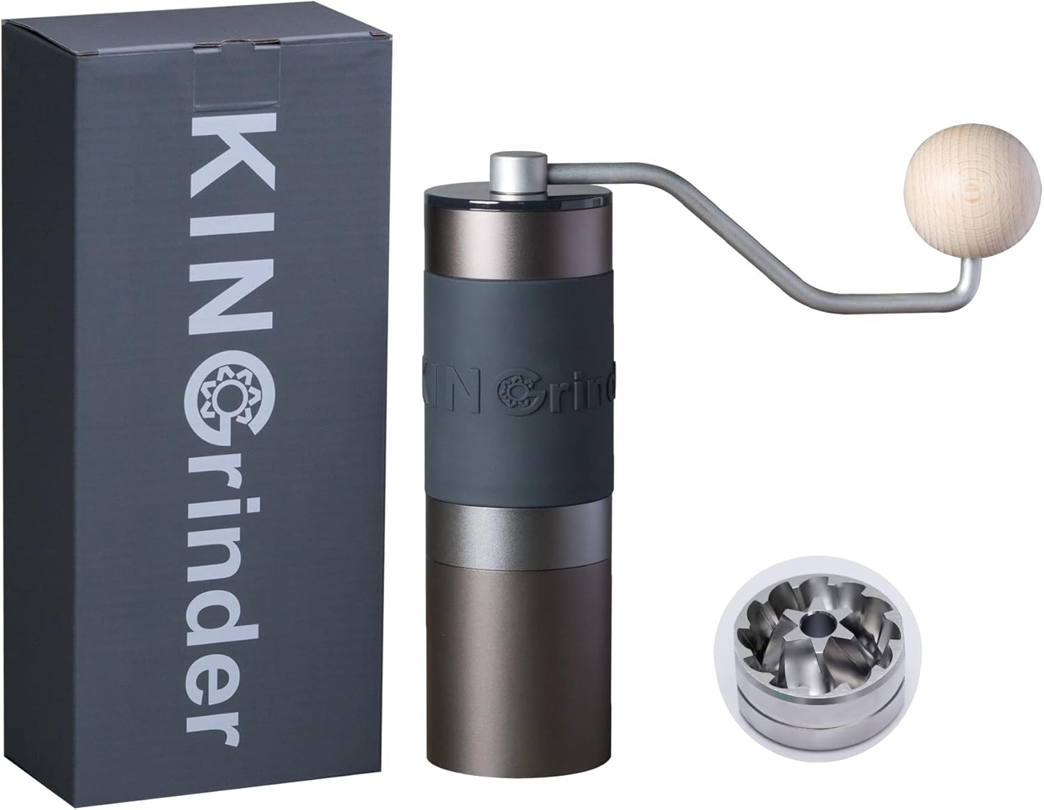 KINGrinder K1 Iron Grey Manual Hand Coffee Grinder 140 Adjustable Grind Settings for Aeropress, French Press, Drip, Espresso with Assembly Consistency Stainless Steel Conical Burr Mill, 25g Capacity