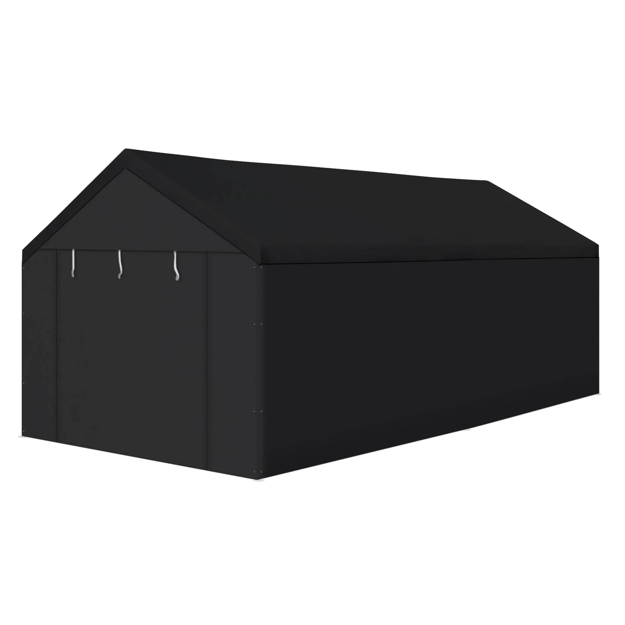 Caravan Canopy Domain 10 x 20 Ft Black Carport Top & Sidewalls w/Anchor Set