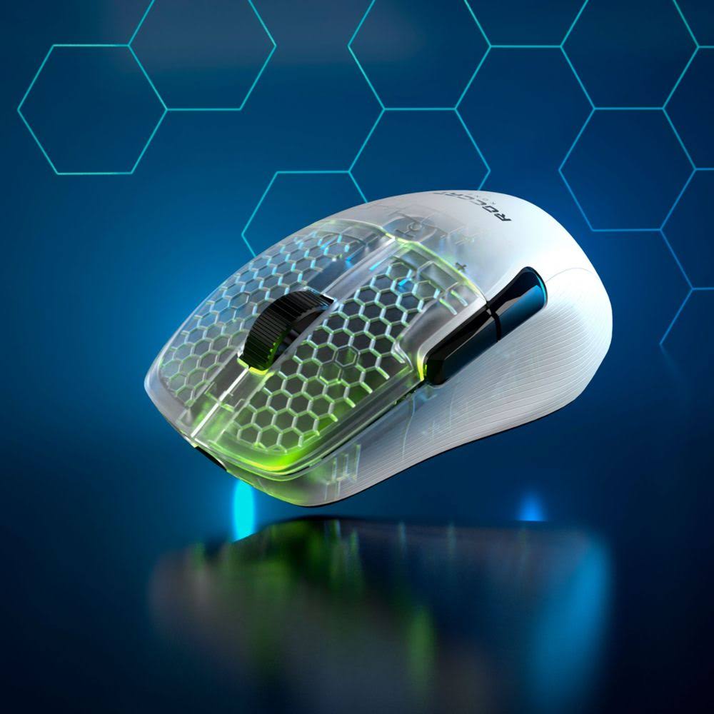 Roccat Kone Pro Air Wireless u0026 Bluetooth Ultralight 19K dpi Optical Gaming Mouse with RGB Lighting White - Arctic White - Ea