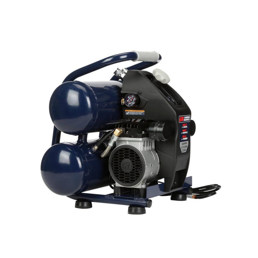 Campbell Hausfeld 1 HP 4.6 Gallon Quiet Series Twin Stack Air Compressor DC040500