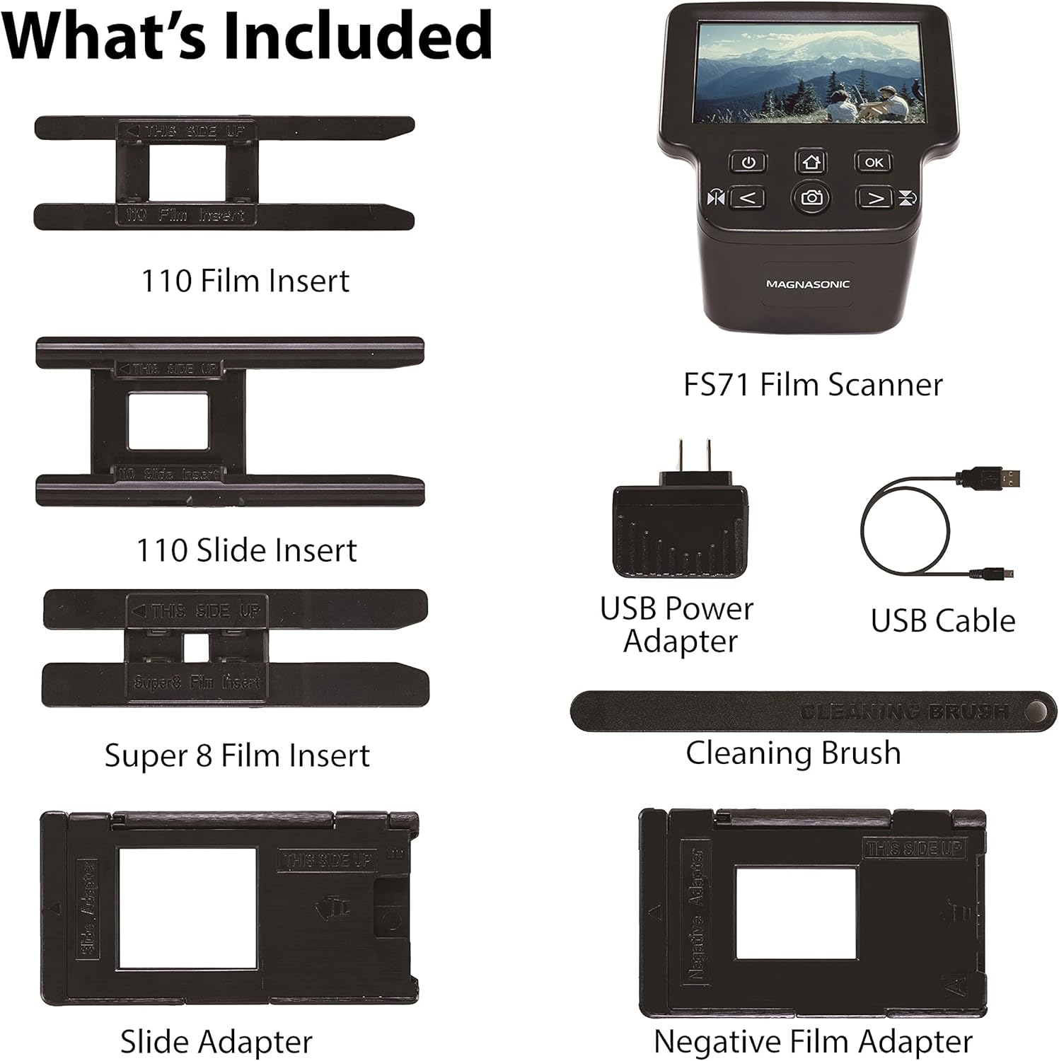 Magnasonic All-In-One 22MP Film Scanner with Large 5 Display & HDMI, Long Tray 35mm Negative Film Holders, Converts 35mm/126/110/Super 8 Film & 135/126/110 Slides into Digital Photos, Built-in Memory
