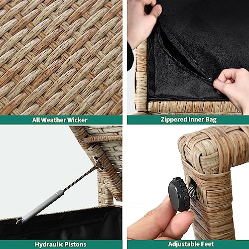 YITAHOME 230 Gal Outdoor Storage Box, XXL All-Weather Wicker Deck Box for Patio Furniture, Cushions, Pool Accessories and Garden Tools - Black