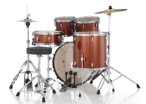 Pearl Roadshow Drum Set 4-Piece Complete Kit with Cymbals and Stands, Charcoal Metallic (RS584C/C706)