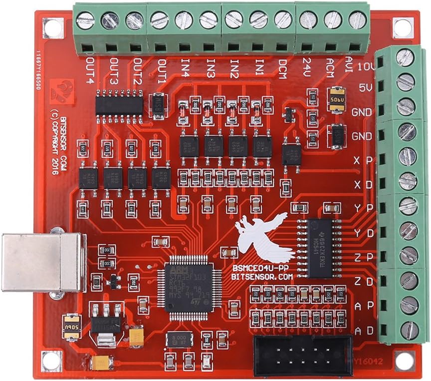 Wendry DIY CNC Controller Card, USB 4-Axis Linkage Mach3 Stepper Motor Motion Control Card, 100Khz Motion Controller Card Breakout Board for CNC Engraving
