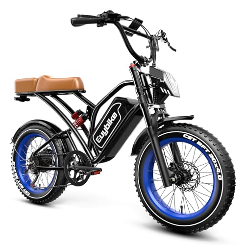 Electric Bike for Adults, 2000W/3000W Peak Single/Double Motor with 48V/52V 25AH/30AH Battery, 20"x4.0" Fat Tires 35MPH/37MPH Ebike, Dual Hydraulic Disc Brake Full Suspension Electric Bicycle