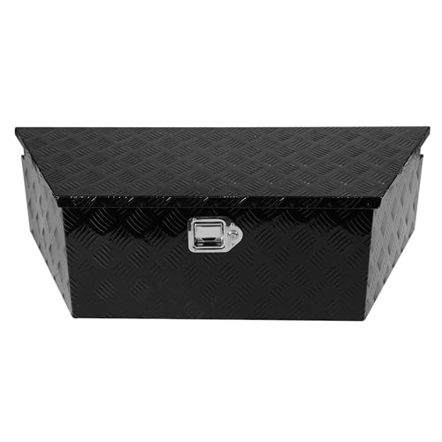 Aluminum Trailer Tongue Tool Box, 5 Bar Tread Wide Utility Toolbox for Pick Up Truck Bed RV Storage Organizer Tool Box with Lock Keys, Outdoor Trailer Pickup Underbody Tool Box 28 inch