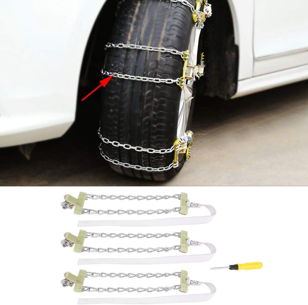 koulate Steel Tire Chain,3pcs Anti-Skid Mud Ice Snow Tire Chain Durable Car Winter Security Tyre Belt for Car Truck SUV (L)