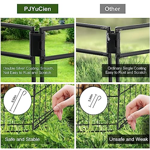PJYuCien Dog Playpen - Metal Foldable Dog Exercise Pen, Pet Fence Puppy Crate Kennel Indoor Outdoor with 8 Panels 24”H & Top Cover and Bottom Pad for Small Medium Pets