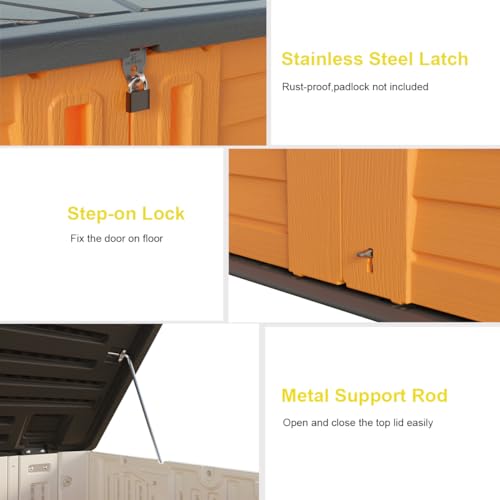 KINYING Larger Outdoor Storage Shed Weather Resistance, Resin Sheds & Outdoor Storage for Garden, Patios, Backyards, 48 Cu.Ft Tool Shed for Garbage Cans, Lawn Mower, Garden Tools,Black