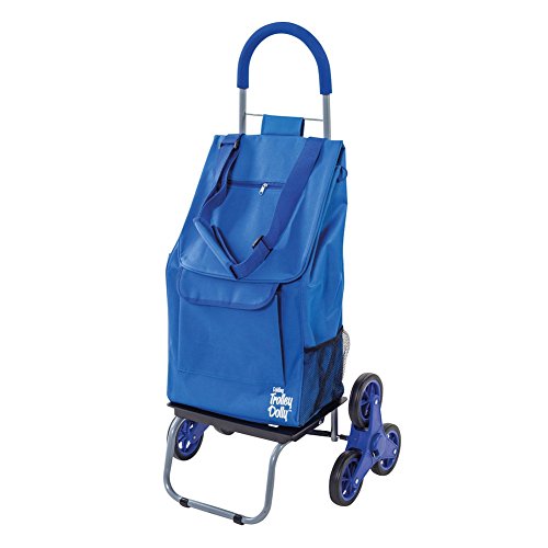 dbest products Stair Climber Trolley Dolly Folding Grocery Cart 3 Wheels Heavy Duty & Bigger Trolley Dolly, Blue Shopping Grocery Foldable Cart
