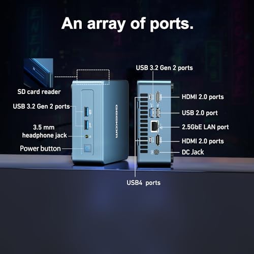 GEEKOM Mini PC Mini IT13, 13th Gen Intel i9-13900H NUC13 Mini Computers(14 Cores,20 Threads) 32GB DDR4/2TB PCIe Gen 4 SSD Windows 11 Pro Support Wi-Fi 6E/Bluetooth 5.2/USB 4.0/2.5G LAN/8K