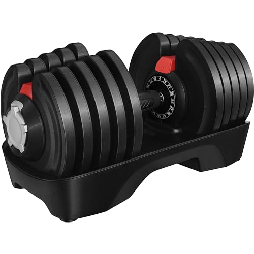 Yaheetech Adjustable Dumbbell Set 28/40/52.5/90LBS Adjustable Dumbbells Fast Adjust Dumbbell Weight Set with Anti-Slip Handle and Tray for Men/Women Home Gym Strength Training Equipment Single/Pair