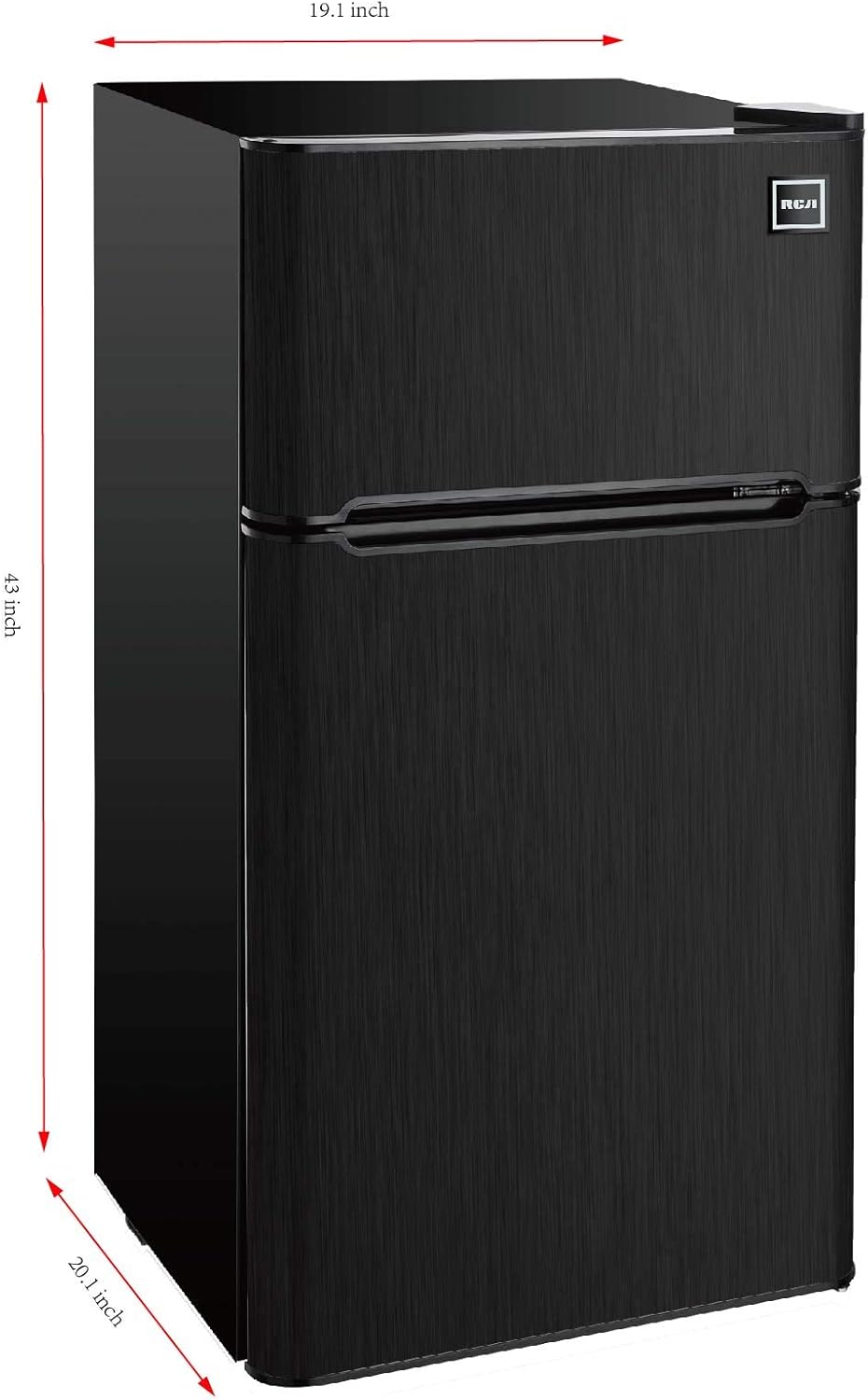 RCA RFR469 2 Door Refrigerator/Freezer, 4.6 cu ft, Black Stainless Steel, Gunmetal