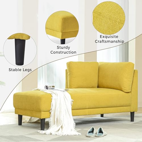 65" Modern Chaise Lounge Sofa Chair, Sleeper Sofa, Upholstered Indoor Chaise Lounge, Corner Sofa Couch, Sofa Bed Leisure Sofa Recliner for Bedroom, Living Room, Office & Apartment, Grey