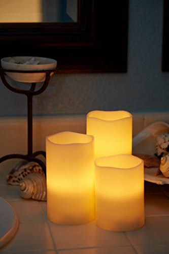 Best Realistic Flickering Real Wax Pillar Candles - Flameless Battery Operated LED Candles with Remote - Perfect Long Lasting SE
