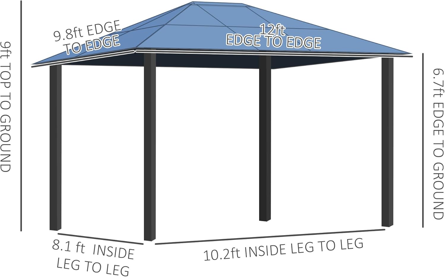 Outsunny 10' x 12' Hardtop Gazebo Canopy with Polycarbonate Roof, Aluminum Frame, Permanent Pavilion Outdoor Gazebo with Netting, for Patio, Garden, Backyard, Deck, Lawn, Off-White
