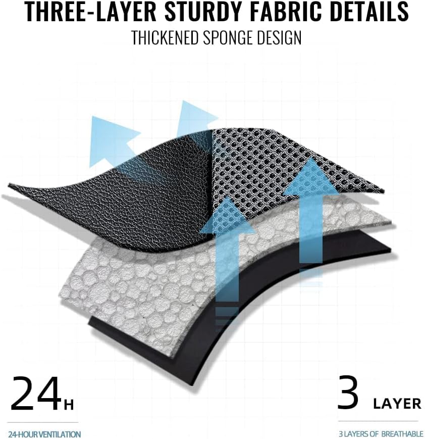 TOYOUN Universal Front Car Seat Covers Pu Leather Mesh Splicing, Breathable Auto Seat Covers for Front Seats 2pcs Gray Black Low Bucket Seat Covers Airbag Compatible for Cars SUV Van Trucks