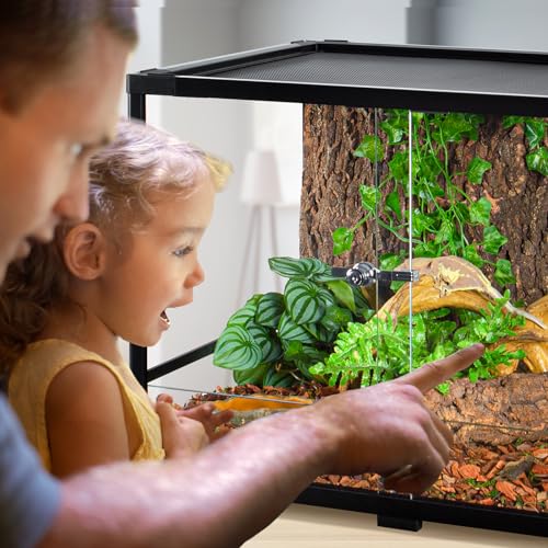 34 Gallon Reptile Tank, Glass Reptile Terrarium 24" x 18" x 18", Sliding Door, Top Ventilation, Cable Pass, Humidify Hole, Glass Reptile Cage Habitat for Bearded Dragon, Lizard, Snake, Gecko