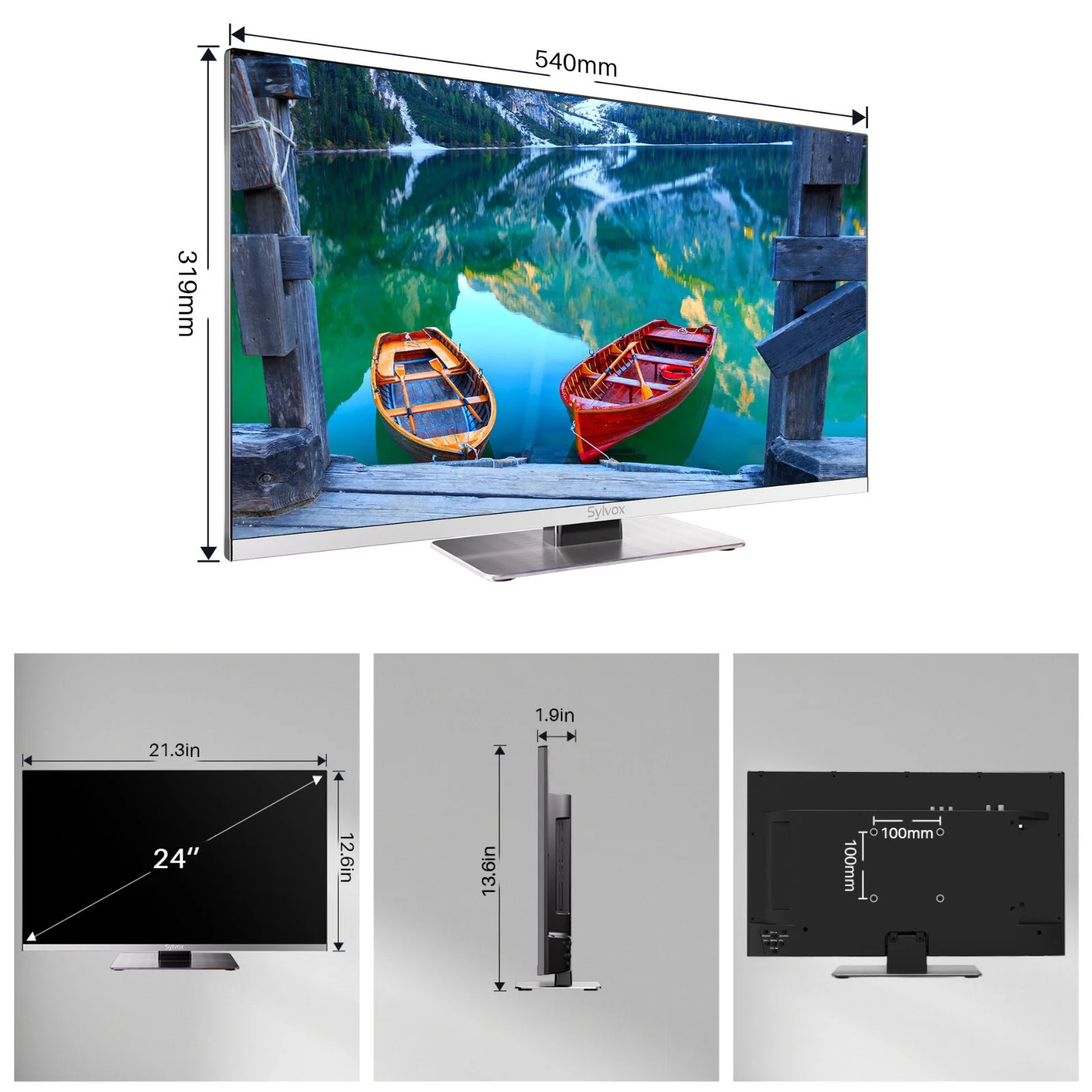 SYLVOX Smart RV TV, 24 inch TV with Built-in DVD Player, 12 Volt TV for RV Camper, 1080P FHD Android TV Free Download APPs, Support WiFi Bluetooth, 2 HDMI & 2 USB, AC/DC Powered (Limo Series)
