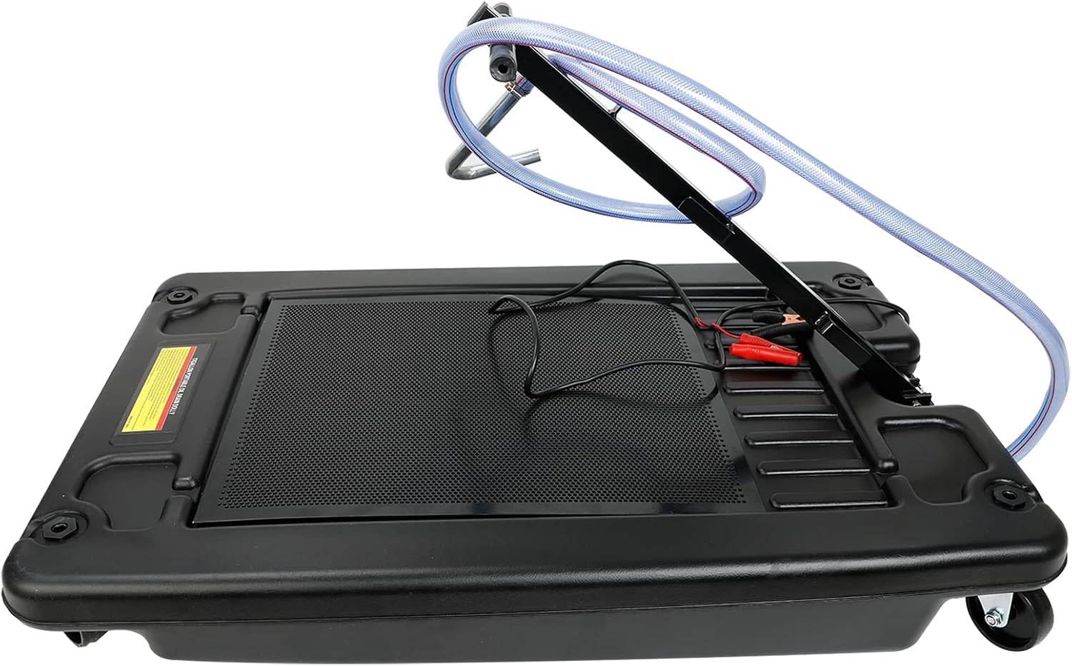 BACLAUGH Low Profile Oil Drain Pan 17 Gallon Portable with 12V DC Centrifugal Electric Pump and 8'' Hose