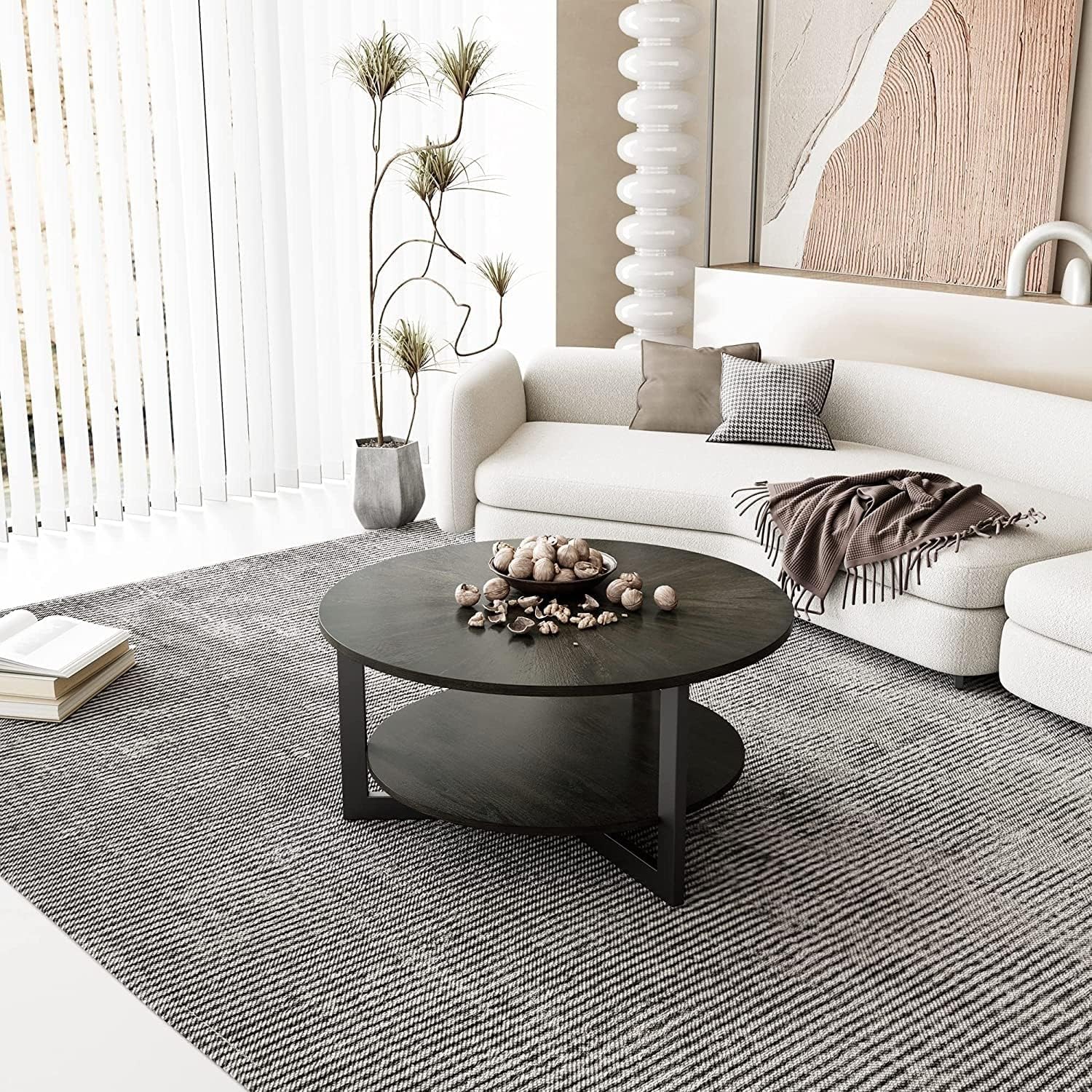 Overstock Round Coffee Table with Solid Wood Storage Circle Center Table Rustic Wood Coffee Table Wood N/A Rustic Wood Coffee Tables, End Tables