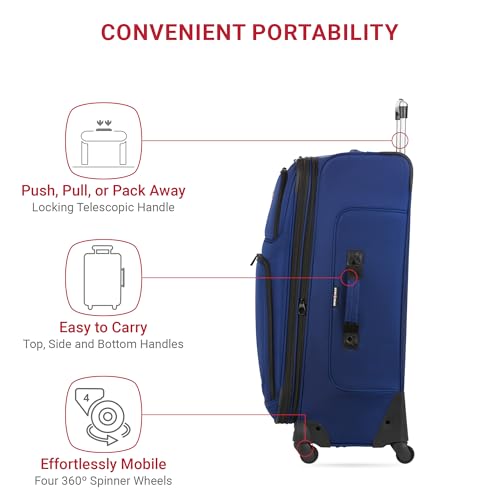 SwissGear Sion Softside Expandable Luggage, Black, Checked-Large 29-Inch
