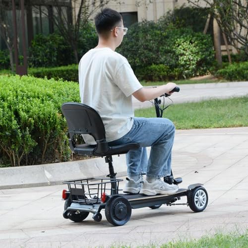 Mobility Scooters for Adults 15 Miles Driving Distance Weight Only 43lbs, 4 Wheeled Lightweight Travel Mobility Scooters, Foldable Portable Power Scooters for Seniors Support 280lbs