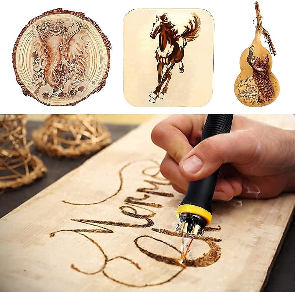 ViiArt Wood Burning Kit Professional Digital Adjustable Wood Leather Pyrography Machine Kit Wood Burner Tool 24 Wire Tips(Single Pen)