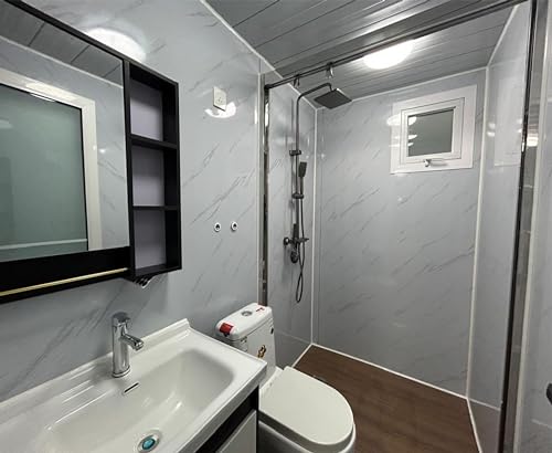 Portable Prefabricated Tiny House 20X20ft, Mobile Expandable House, Outdoor Storage, Modern Study Steel Storage House with Restroom, Kitchen, Cabinet, Sink, Outlets & Free Electric Water Heater