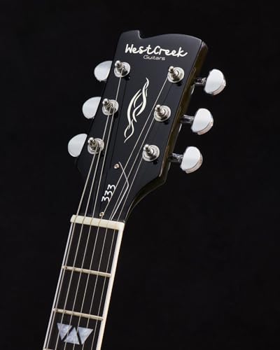 WestCreek 333 Electric Guitar with 6 String, Semi Hollow Body Jazz Electric Guitar, Humbucker Pickups, Rosewood Fretboard, Rounded End Jumbo Frets, Full size