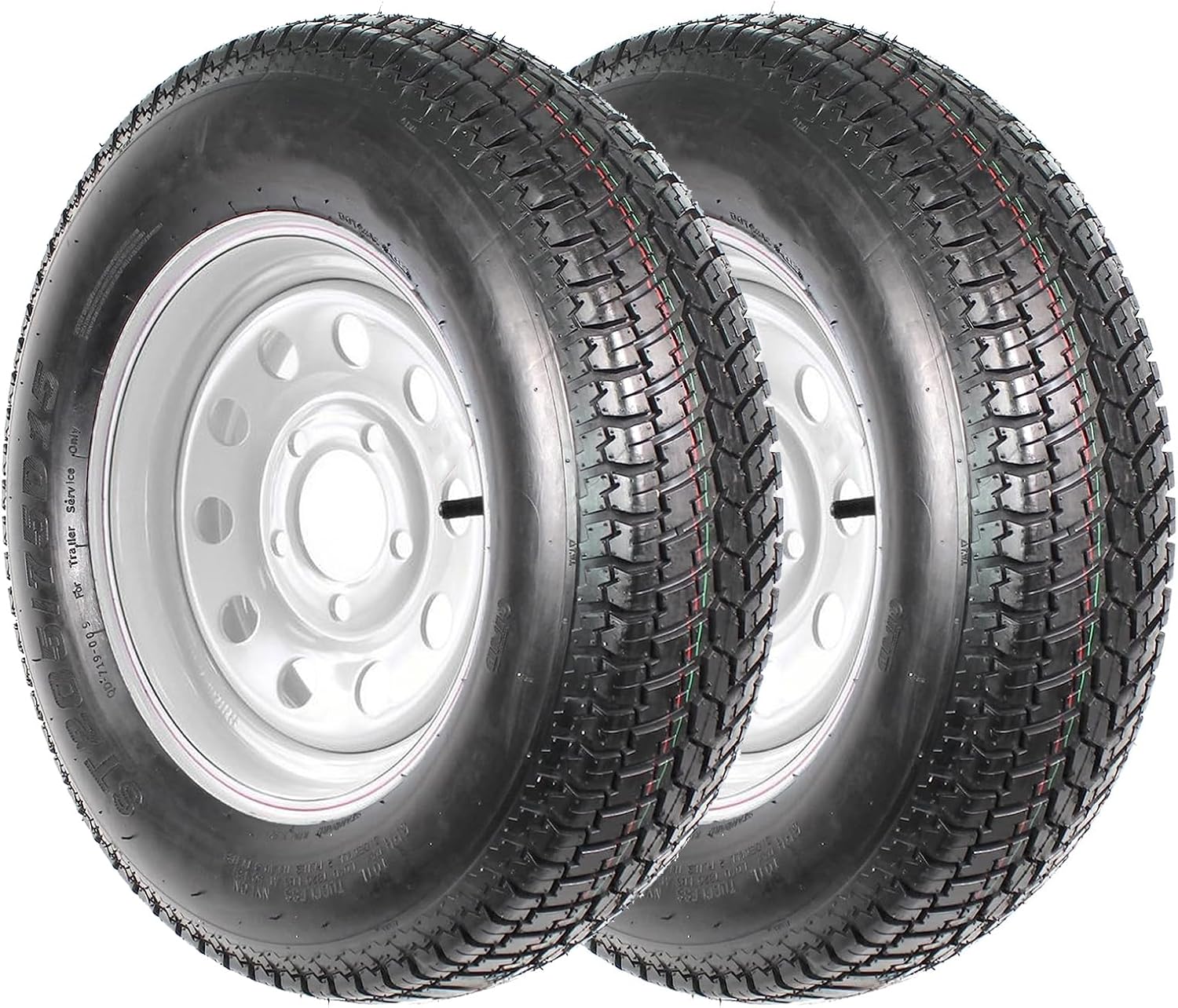 ST205/75D15 Trailer Tires, 5 Lug Tires, 6PR Load Range C, 15in Fuel-saving Designed Trailer Tires 205 75 15 for Travel/Camper/Landscape/Cargo/Utility/Boat/Horse/Farm/Hauler Trailer(Pack of 2)