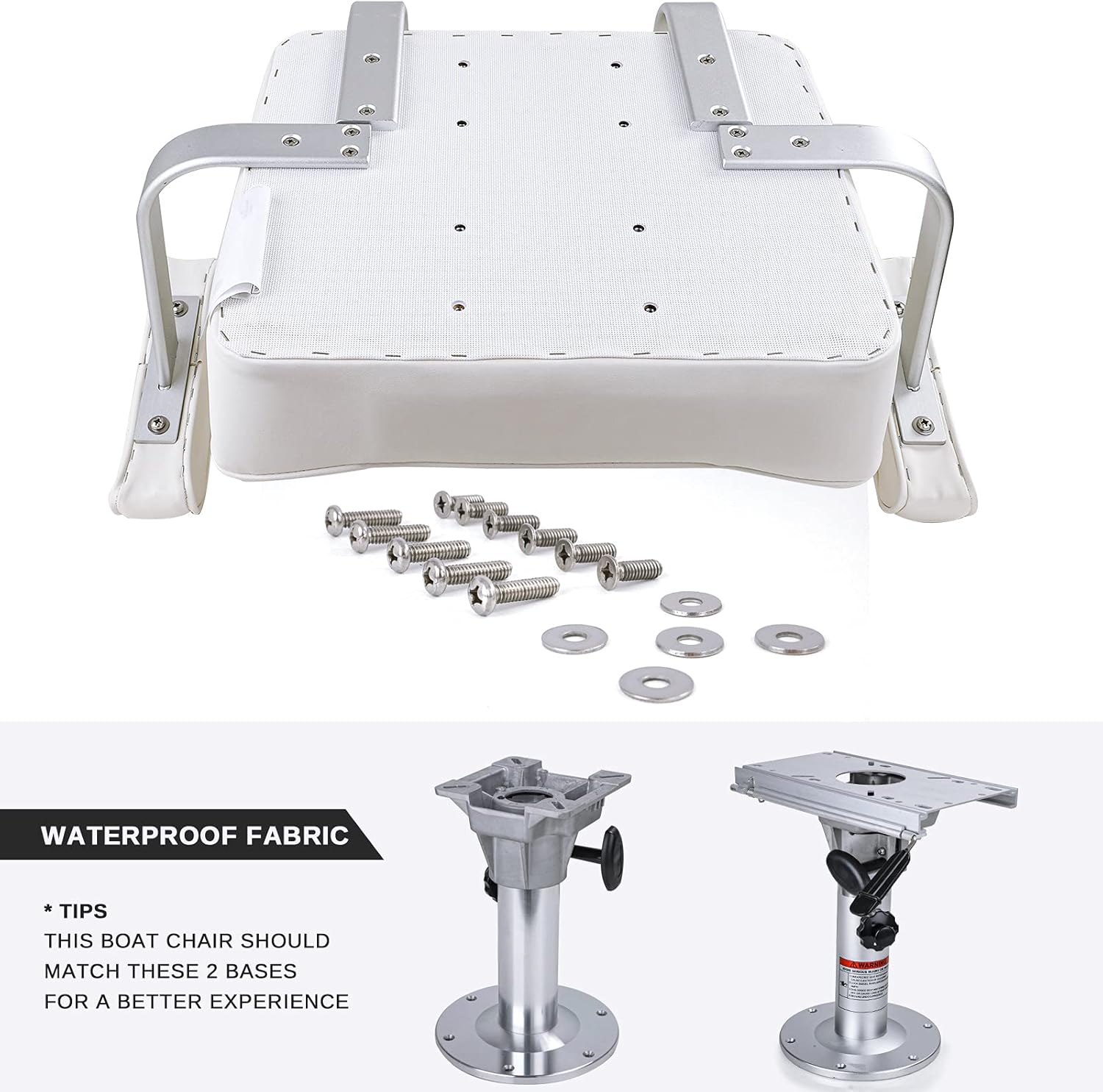 Captains Boat Seat With Arm Rest，Grey Piping