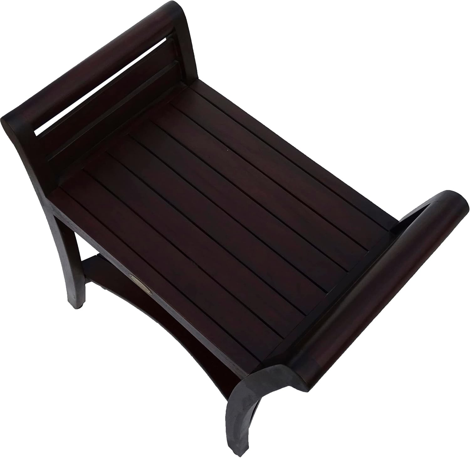 DecoTeak, Symmetry, 24", Teak Shower Bench, Teak Shower Bench, Teak Shower Seat, Teak Bench Shower, Teak Shower Stool, Teak Shower Bench for Inside Shower, 24 Inch, Brown, Safety Arms