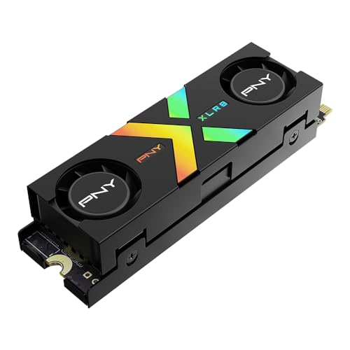 PNY CS3150 1TB PCIe Gen5 x4 NVMe M.2 SSD with Dual Fan Black Heatsink – Microsoft DirectStorage Compatible – up to 11500 MB/s Read – M280CS3150HS-1TB-RB