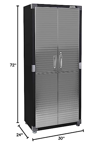 Seville Classics UltraHD Solid Steel Lockable Metal Storage Cabinet Locker Organizer, w/Adjustable Shelves for Garage, Warehouse, Office, Classroom, Granite, 48" W x 24" D x 72" H