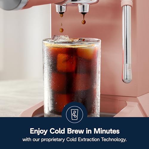 De'Longhi Dedica Duo Compact Espresso Machine - Cold Brew Coffee Maker with Milk Frother Wand- for Espresso, Hot & Iced Coffee, Cappuccinos, Lattes & Home Barista Brewing, Stainless Steel