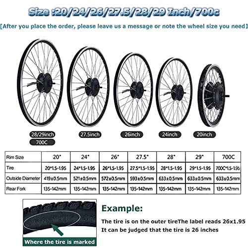 E-Bike Conversion Kit Electric Bike Conversion kit 20, 24, 26, 27.5, 28, 29, 700c inch Front Wheel hub Motor kit Motor Control LCD Display Brushless Motor hub,48V/1500W-26inch