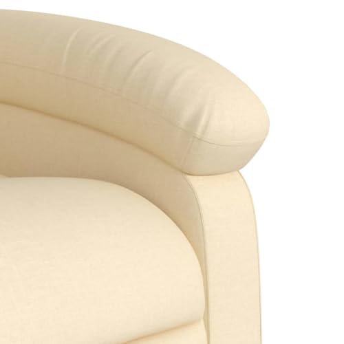 Recliner Chair Cream Fabric,Cozy Recliner Chair with Manual Adjustment & Comfortable Fabric Upholstery Living Room Furniture, Chaise Lounges