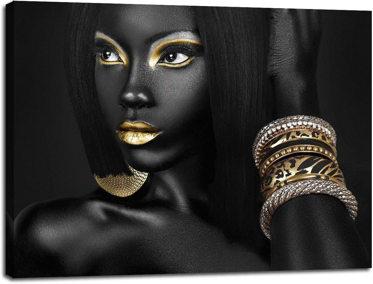 Artbrush Tower African American Woman Portrait for Living Room Wall (20''Wx28''H)